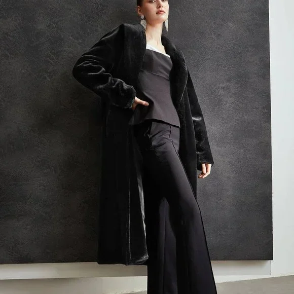 Black Preppy Womens Faux fur Coat - Picture 5 of 5